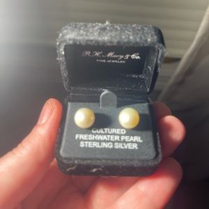 Macy’s Sterling Silver Pearl Earrings